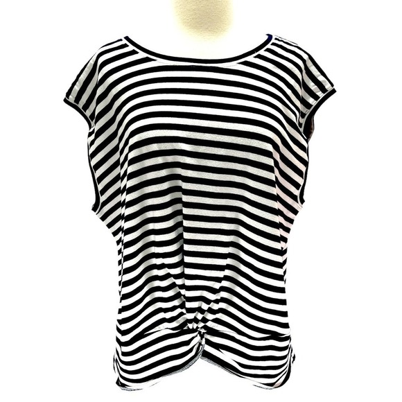 Gibson & Latimer NWT Navy White Stripe Print Sleeveless Round-Neck T-Shirt XXL - Picture 1 of 8